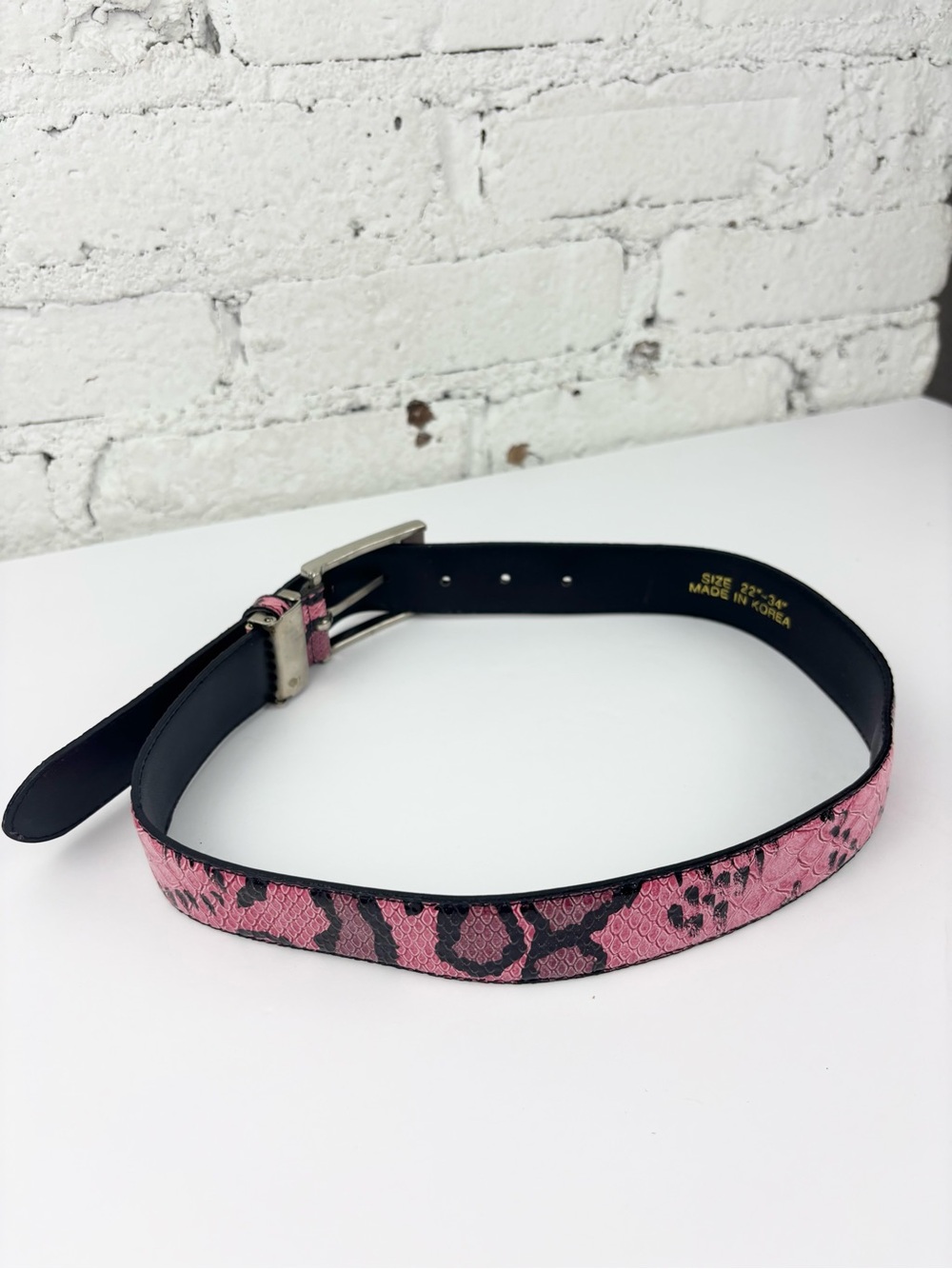 Vintage Pink Snake-Print Belt - Picture 2 of 3